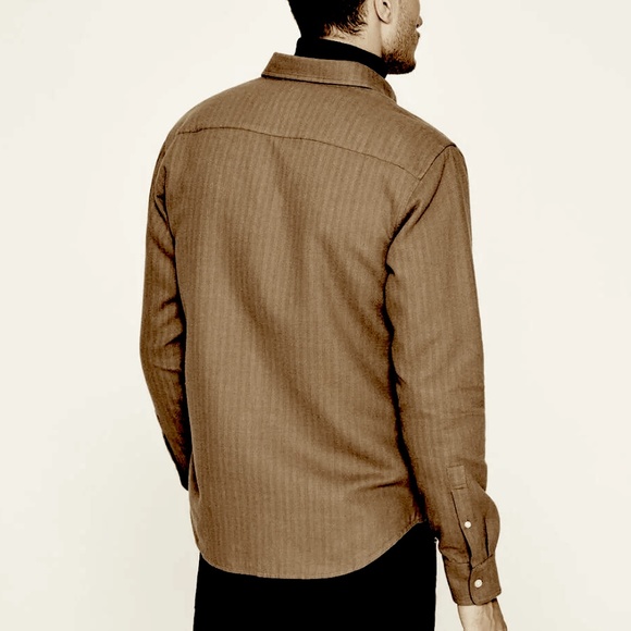 Check Doubleface Long Sleeve Shirt - New With Tags - NEVER WORN - Medium Brown - Picture 2 of 5